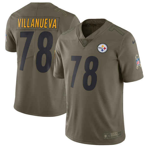 Youth Pittsburgh Steelers #78 Villanueva Nike Olive Salute To Service Limited NFL Jerseys